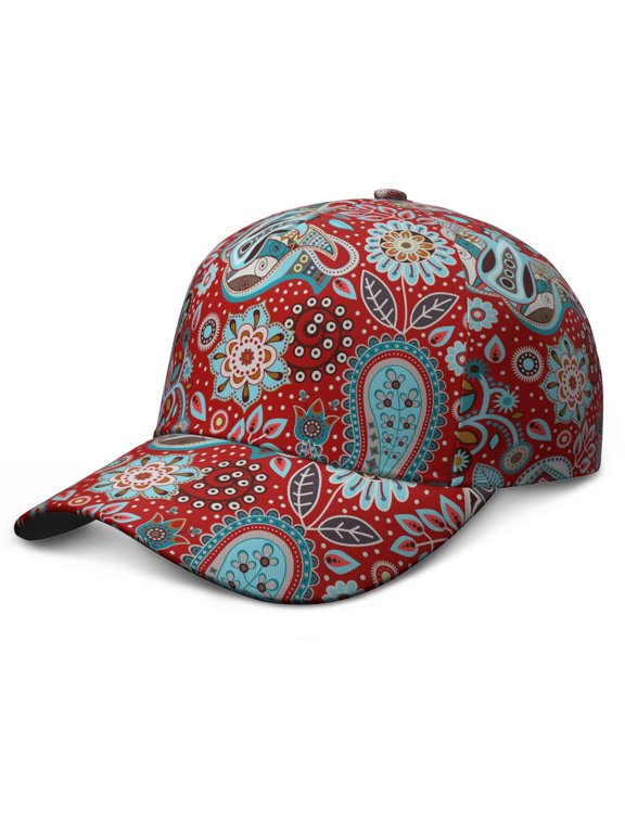 Art Paisley Baseball Cap – Boho Vintage Retro Ethnic Floral Geometric Colorful Abstract Decorative Pattern Mandala Exotic Artistic Elegant Classic Chic