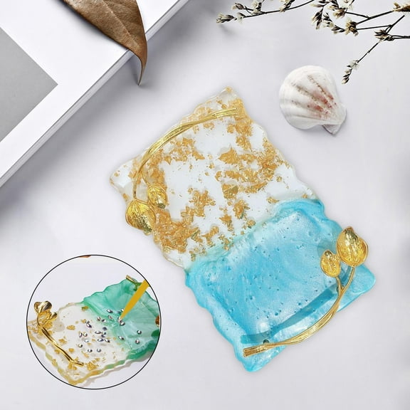 Art Palette Nail Gel Makeup Display Board Mixing Palette W/ Gold Edge DIY Painting Tools Nail Desk Palette for blue