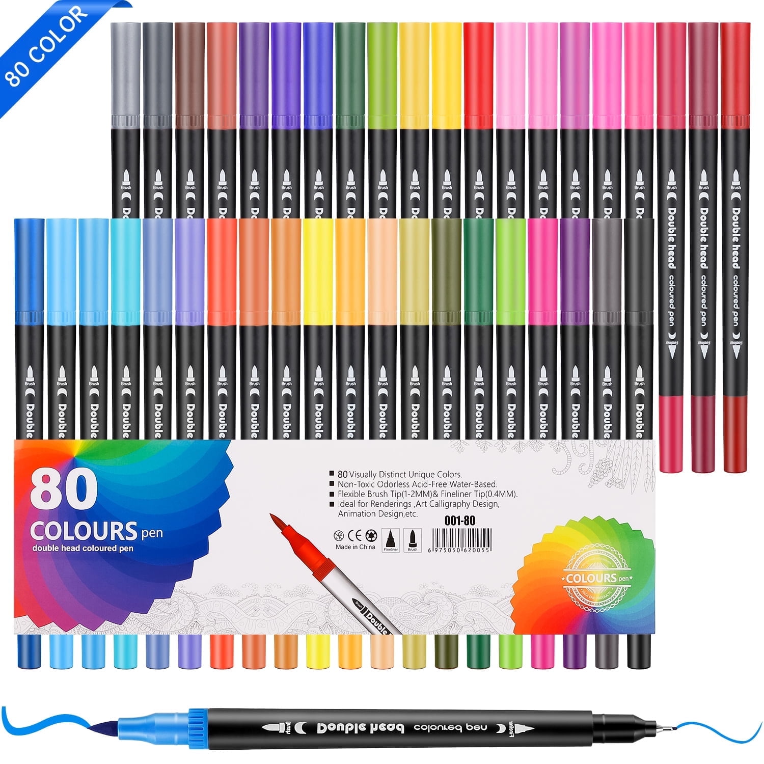 80 Double Tip Brush Pens Art Markers, Art Painting Supplies, Artist Fine & Brush Pen Coloring Markers for Art Lover Men Women, Art Marker Pen for Book Cards Drawing Craft Kit Teacher Office Supplies