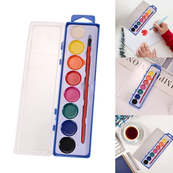 Art Pigment 8 Color Square Semi Dry Solid Painting Set for Watercolor Illustration, 22 cm, Blue