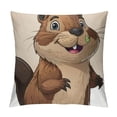 thumbnail image 1 of Art Pillow Cover, Modern Square Soft Accent Decorative Throw Pillow Covers Cushion Cover for Bedroom Sofa Living Room , Naughty Beaver, 1 of 5