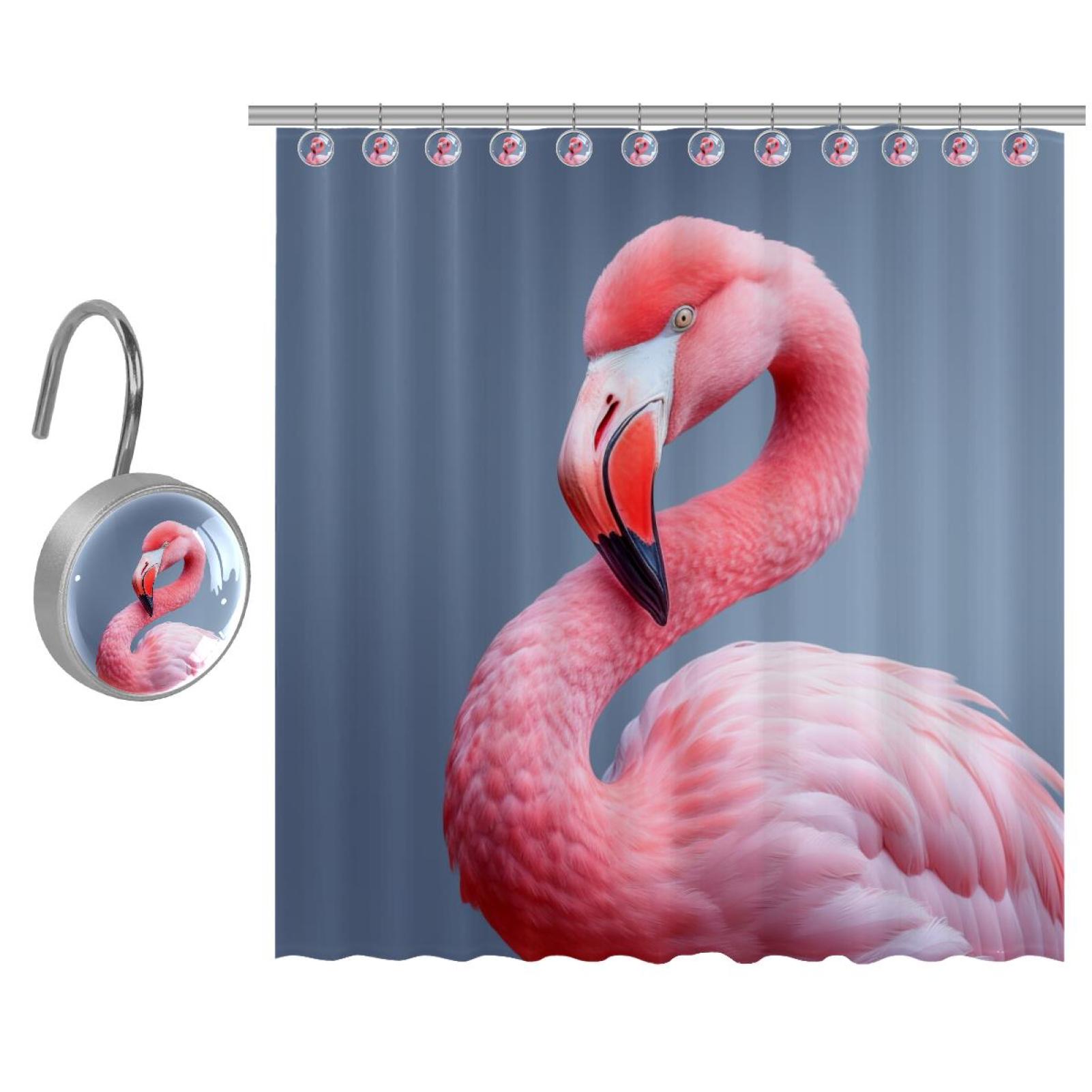 Art Pink Flamingo Shower Curtain,Watercolor Shower Curtain Waterproof