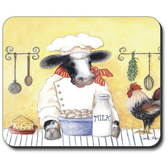 Art Plates Mouse Pad - Cow Chef Farm Animal