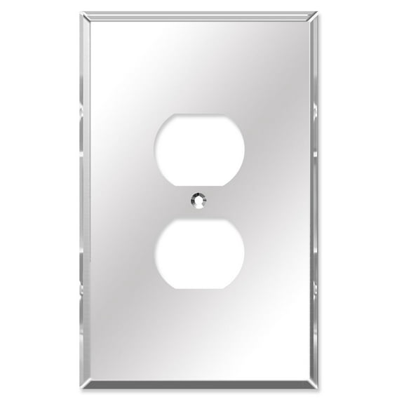 Art Plates - OVERSIZED Mirror Outlet Cover Wall Plate - 1 Gang Toggle Oversize Acrylic Mirrored Duplex Outlet Switch Plate Cover - 5.25" x 3.40" - One Gang Jumbo Reflective Wall Plate Cover