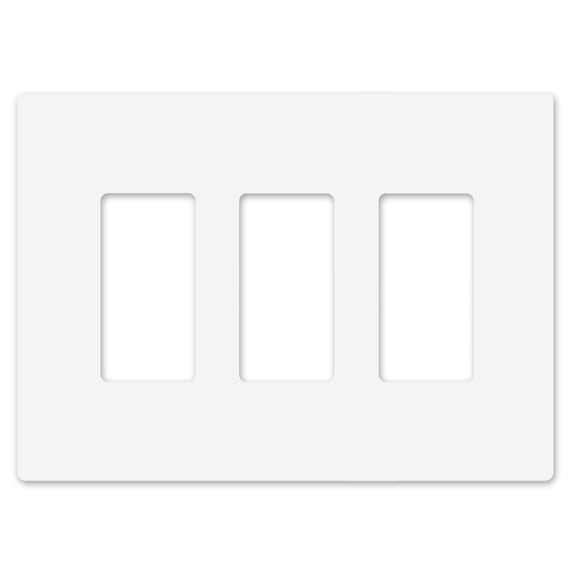 Art Plates - OVERSIZED Screwless Child Safe Switch Plate - 5.5" x 7.63" - Jumbo 3 Gang Decorator GFCI Style - Unbreakable Polycarbonate - Three Gang Screwless Light Switch Cover Plate - Glossy White