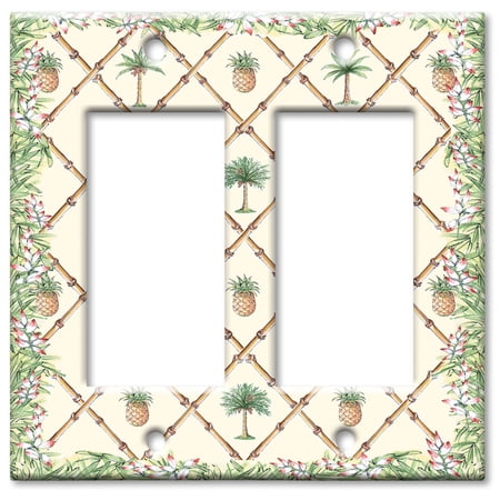 Art Plates brand - Double Gang Rocker Wall Plate - Bahama Pineapple