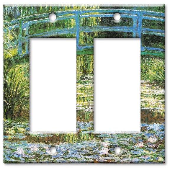 Art Plates brand - Double Gang Rocker Wall Plate - Monet: Japanese Footbridge