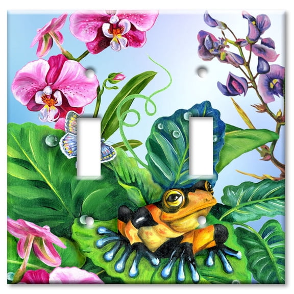 Art Plates brand - Double Gang Toggle Wall Plate - Clown Frog
