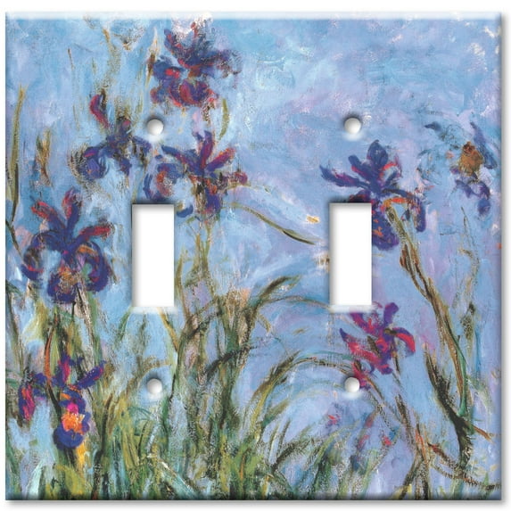 Art Plates brand - Double Gang Toggle Wall Plate - Monet: Irises