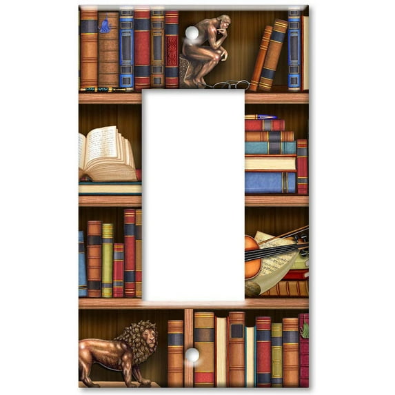 Art Plates brand - Single Gang Rocker Wall Plate - Books In Library