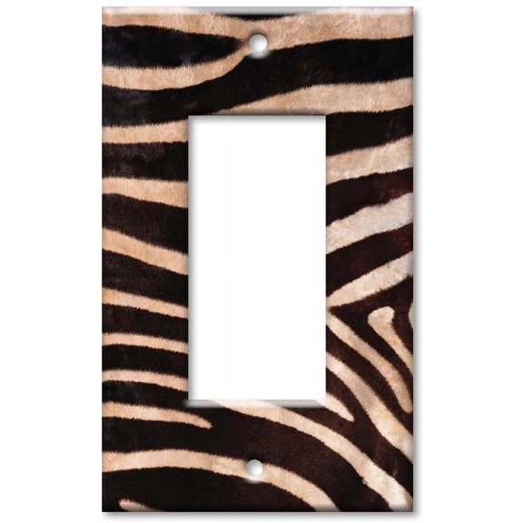 Art Plates brand - Single Gang Rocker Wall Plate - Faux Zebra Fur