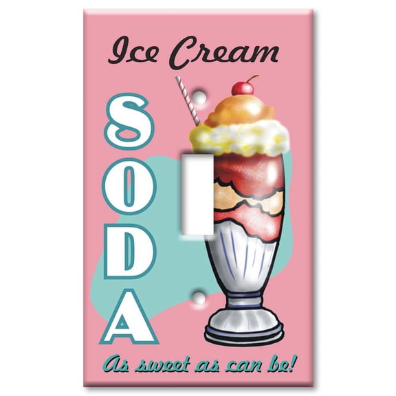 Art Plates brand - Single Gang Toggle Wall Plate - Ice Cream Soda