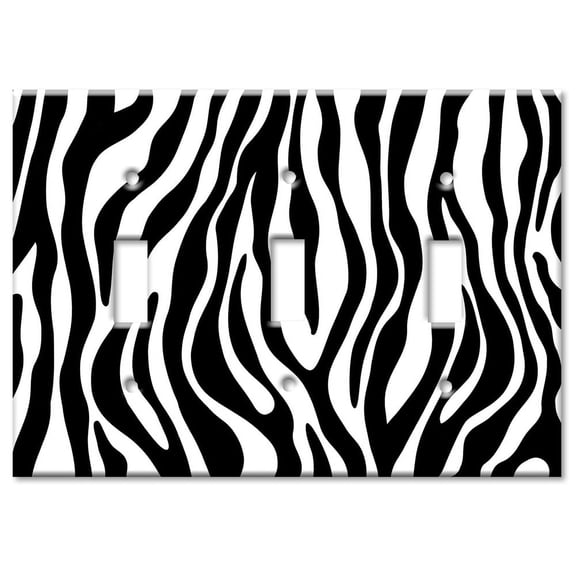 Art Plates brand - Triple Gang Toggle Wall Plate - Zebra Print