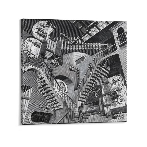 Art Poster MC Escher,Relativity Lattice Aesthetic Room Poster(14) Poster Cool Artworks Painting Wall Art Canvas Prints Hanging Picture Home Decor Posters Gift 16x16inch(40x40cm)