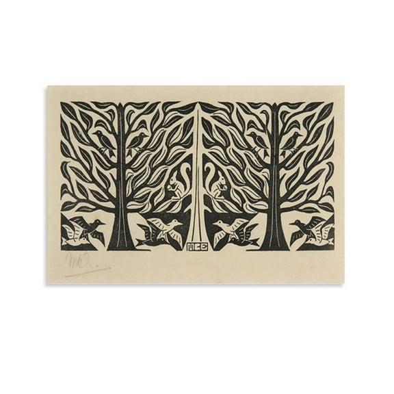 Art Poster MC Escher,Relativity Lattice Aesthetic Room Poster(3) Wall Art Poster Scroll Canvas Painting Picture Living Room Decor Home 16x24inch(40x60cm)