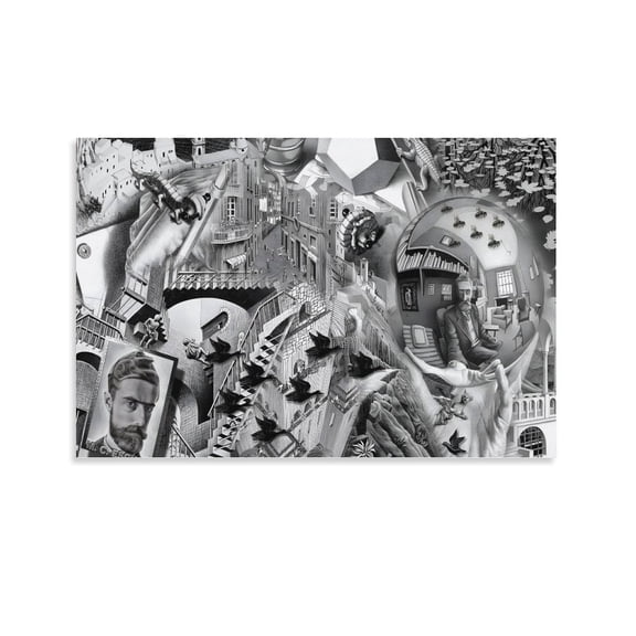 Art Poster MC Escher,Relativity Lattice Aesthetic Room Poster(6) Wall Art Poster Gifts Bedroom Prints Home Decor Hanging Picture Canvas Painting Posters 12x18inch(30x45cm)