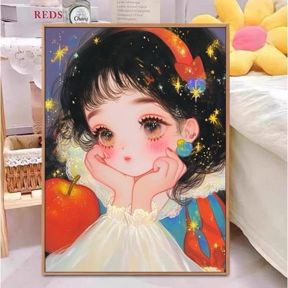 Art Pre Printed Cross Stitch Kits For Adults Beginners,Cute Girl 11Ct Stamped Embroidery Kit Wall Art Home Decor Embroidery Crafts For Adults Beginners Gift