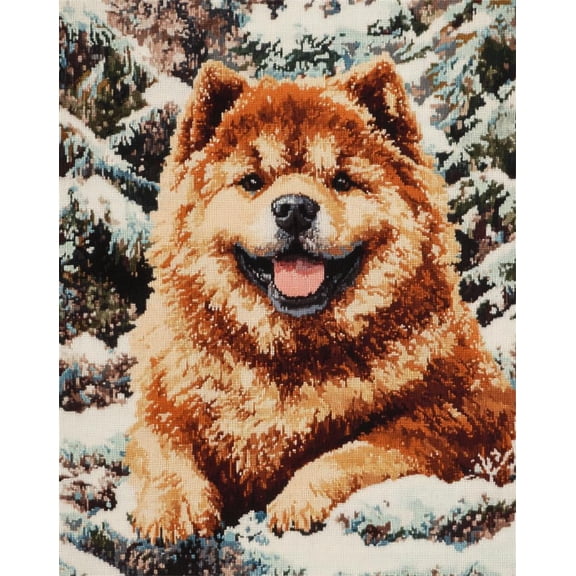 Art Pre Printed Cross Stitch Kits For Adults Beginners,Dog In The Snow 11Ct Stamped Embroidery Kit Wall Art Home Decor Embroidery Crafts For Adults Beginners Gift