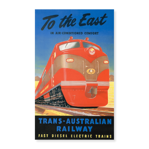 Art Print (Unframed), Australia Commonwealth Railways Poster To the East by Vintage Travel Poster, 10" x 16"