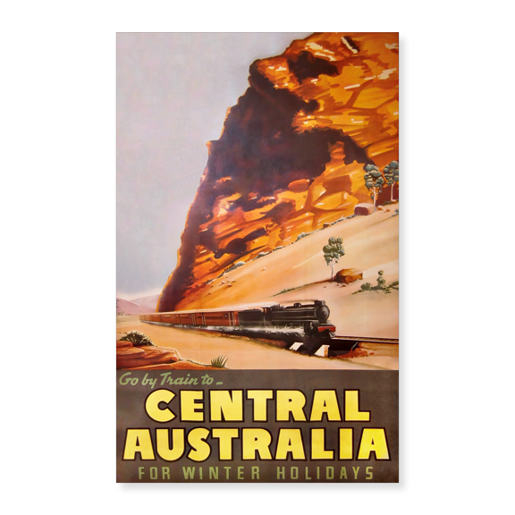 Art Print (Unframed), Australia Commonwealth Railways poster Go by train to Central Australia 1940 by Vintage Travel Poster, 16" x 20"