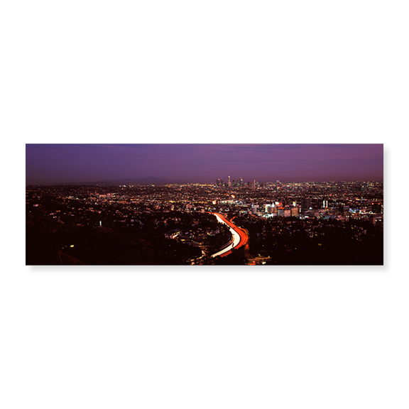 Art Print (Unframed), City lit up at night by Panoramic Images, 24" x 8"
