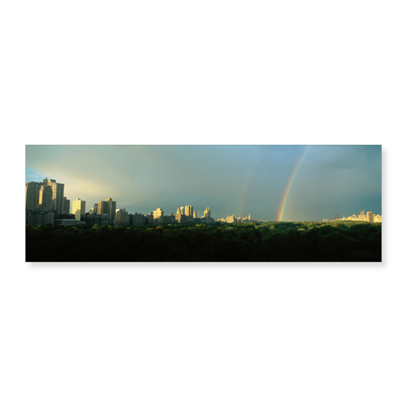 Art Print (Unframed), Double Rainbow in a Stormy Sky Over NYC by Panoramic Images, 24" x 8"