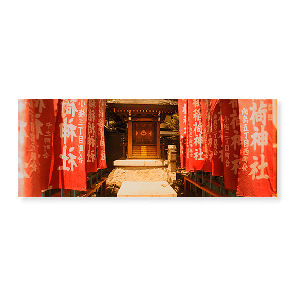 Art Print (Unframed), Entrance of a shrine lined with flags by Panoramic Images, 10" x 16"