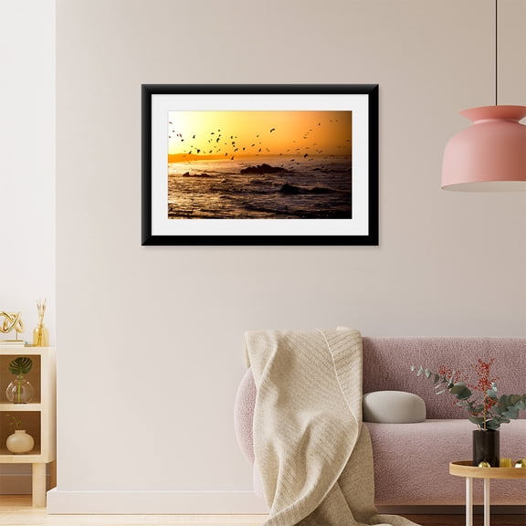 Art Print (Unframed), Flock of seagulls fishing in waves at sunset by Panoramic Images, 18" x 24"
