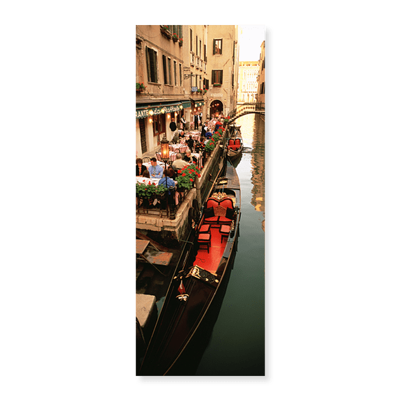 Art Print (Unframed), Gondolas moored outside of a cafe by Panoramic Images, 24" x 8"