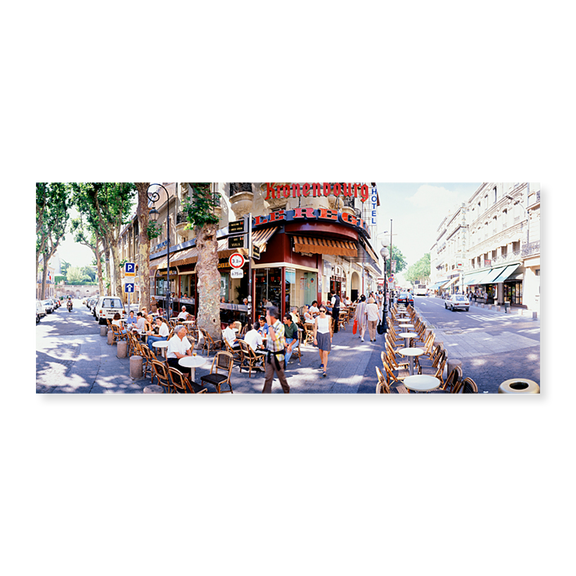 Art Print (Unframed), Group of people at a sidewalk cafe by Panoramic Images, 12-1/2" x 20"