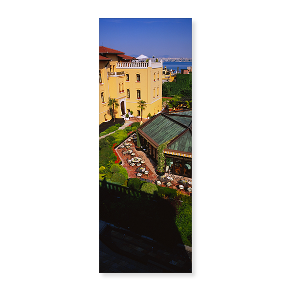 Art Print (Unframed), High angle view of empty chairs and tables in a ho by Panoramic Images, 30" x 10"