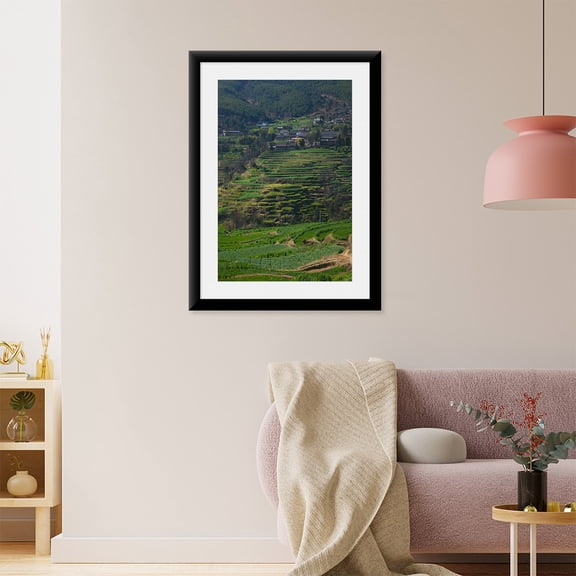 Art Print (Unframed), Houses with terraced fields at mountainside by Panoramic Images, 16" x 20"