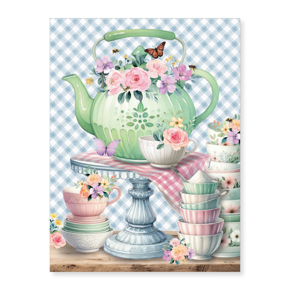 Art Print (Unframed), In the Kitchen Teapot and Cups by Nicole DeCamp, 18" x 24"