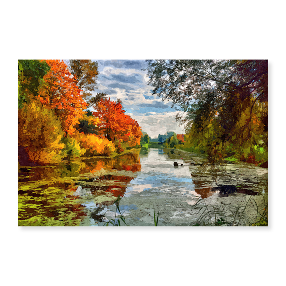 Art Print (Unframed), Lakeside Autumn Trees by Alpenglow Workshop, 16" x 20"