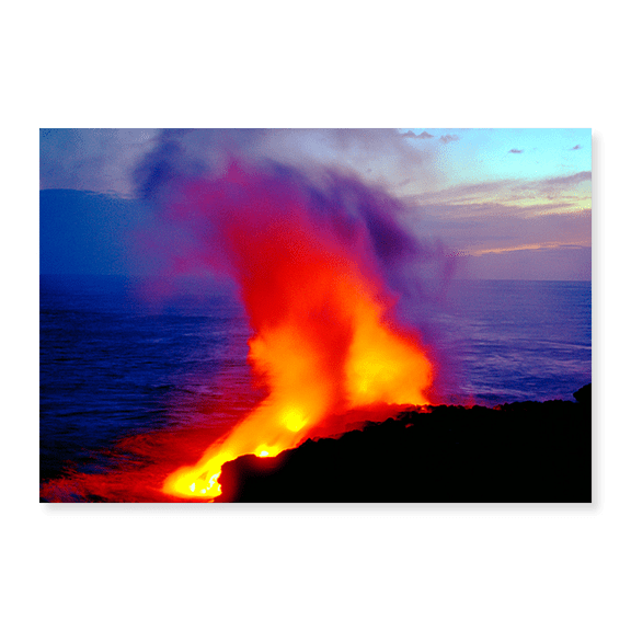 Art Print (Unframed), Lava from volcano falling into sea by Panoramic Images, 18" x 24"