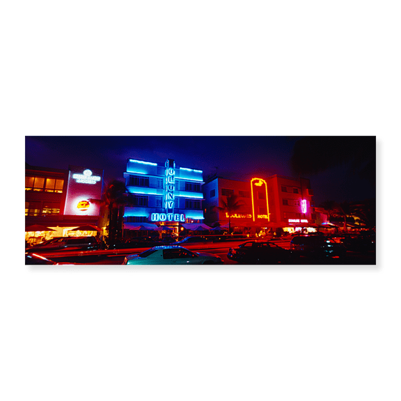 Art Print (Unframed), Low Angle View Of A Hotel Lit Up At Night by Panoramic Images, 24" x 8"