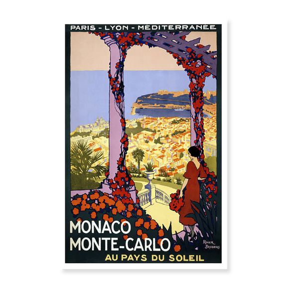 Art Print (Unframed), Monaco Monte Carlo Vintage Railway Travel Poster by Vintage Travel Poster, 16" x 20"