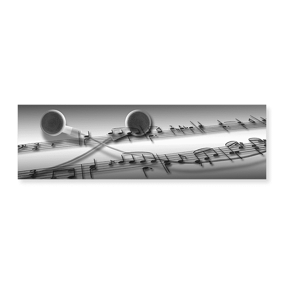 Art Print (Unframed), Music notes superimposed on ear phones by Panoramic Images, 24" x 8"