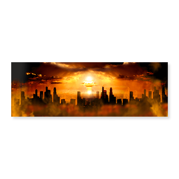 Art Print (Unframed), Nuclear blast behind city by Panoramic Images, 24" x 8"