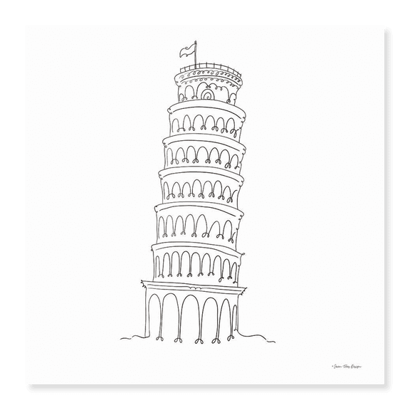 Art Print (Unframed), One Line Pisa Tower Italy by Seven Trees Design, 16" x 20"