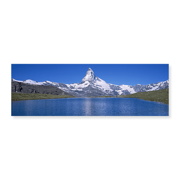Art Print (Unframed), Panoramic View Of A Snow Covered Mountain By A Lak by Panoramic Images, 24" x 8"