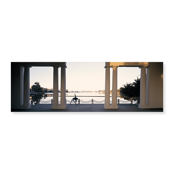Art Print (Unframed), Person stretching near colonnade by Panoramic Images, 24" x 8"