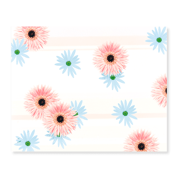 Art Print (Unframed), Pink and blue daisies on pink blue and white fabric by Panoramic Images, 16" x 20"