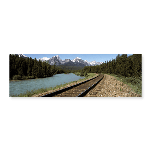 Art Print (Unframed), Railroad Tracks Bow River Alberta Canada by Panoramic Images, 24" x 8"