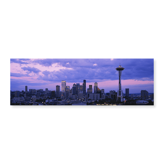 Art Print (Unframed), Seattle Skyline with Purple Sky and Clouds by Panoramic Images, 24" x 8"