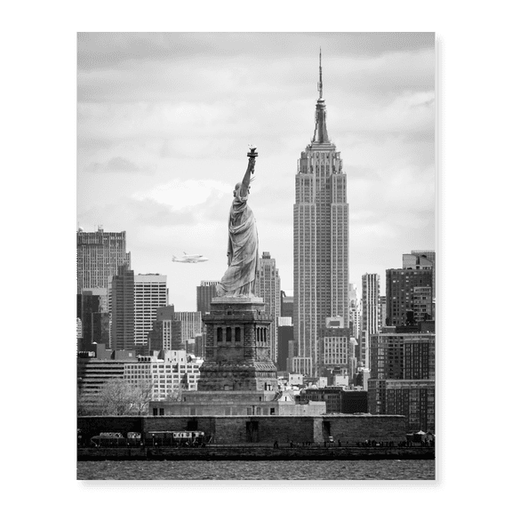 Art Print (Unframed), Space Shuttle Enterprise, atop a 747 carrier seen behind the Statue of Liberty by NASA, 18" x 24"
