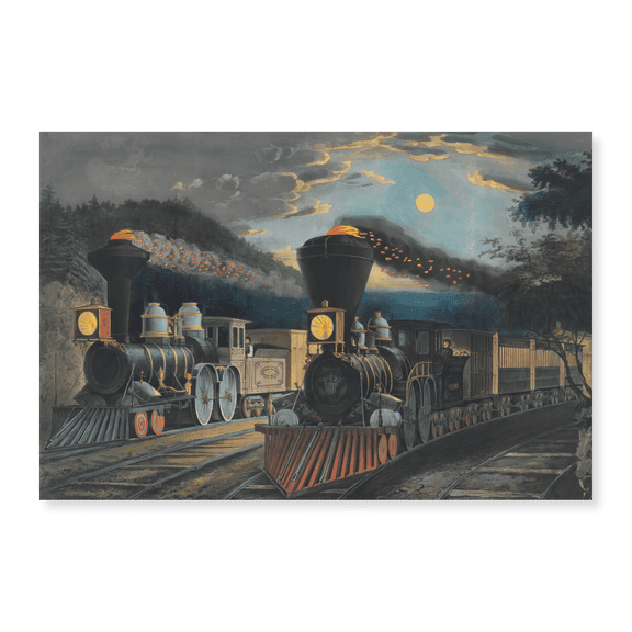 Art Print (Unframed), The Lightning Express Trains Leaving the Junction 1863 by Frances Flora Bond Palmer, 16" x 20"