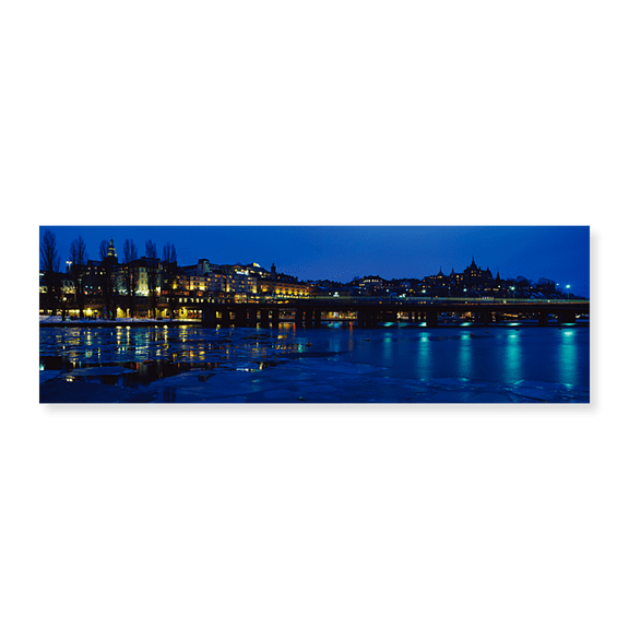 Art Print (Unframed), Waterfront at night by Panoramic Images, 30" x 10"