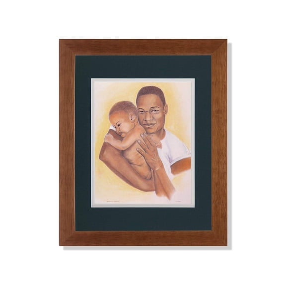 Art Prints Inc African American Black Father Son Precious Moments G/C Matted Picture Honey Framed