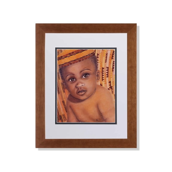 Art Prints Inc African American Black Tribal Baby W/B Matted Picture Honey Framed